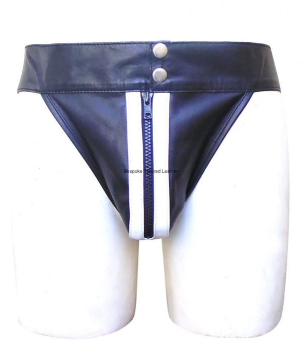 Men's Leather Jockstrap with different Stripes in Middle