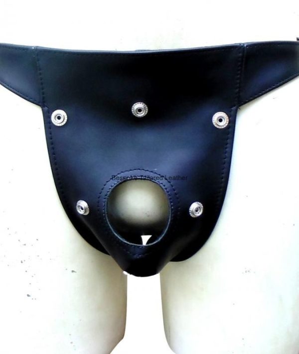 Black Leather Jockstrap with Detachable Colour Pouch & Adjustable Buckle (Custom Made to Order)