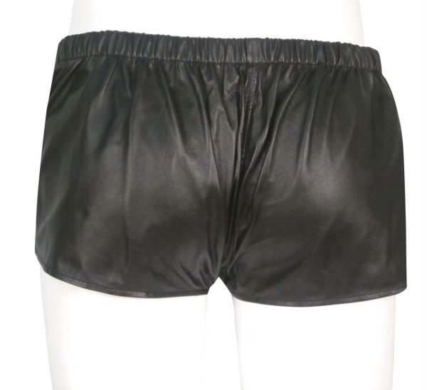 Men's Black Leather Shorts With Front Zip