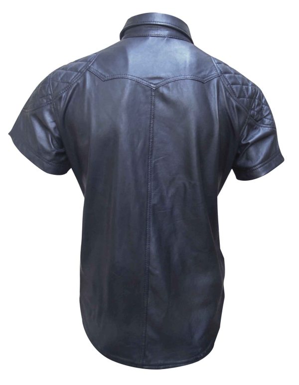 Men's Leather Shirt With Quilting Design (Custom Made To Order)