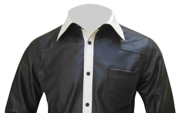 Leather Shirt With Colour Front Placket (Custom Made To Order)