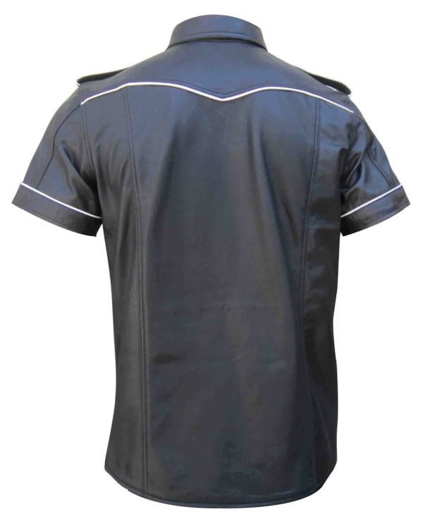 Leather Short Sleeve Shirt With Flap Pocket - Sheep Nappa - Custom Made To Order