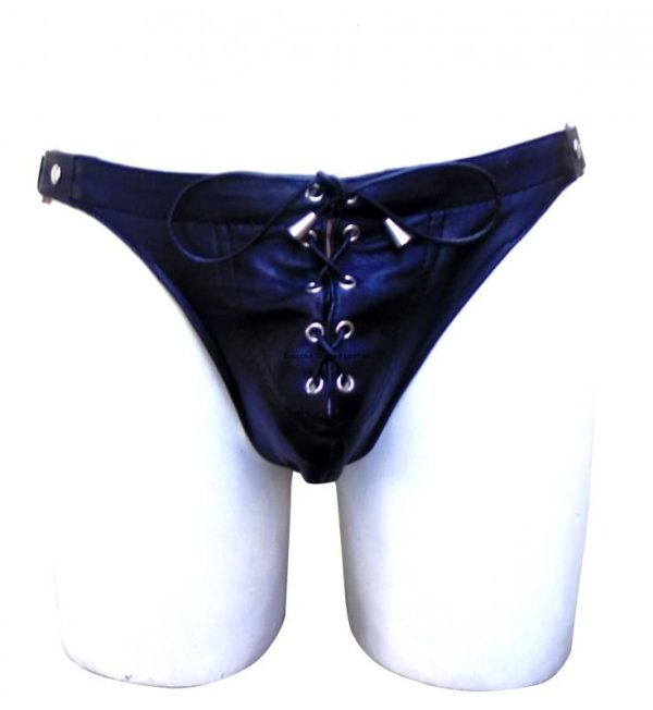 Leather Jockstrap With Front Lace (Custom Made To Order)