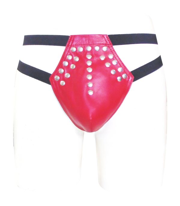 Elastic String Leather Thong With Stud on Front (Custom Made To Order)