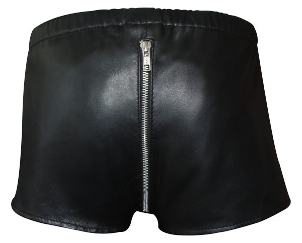 Leather Shorts With Front Zip
