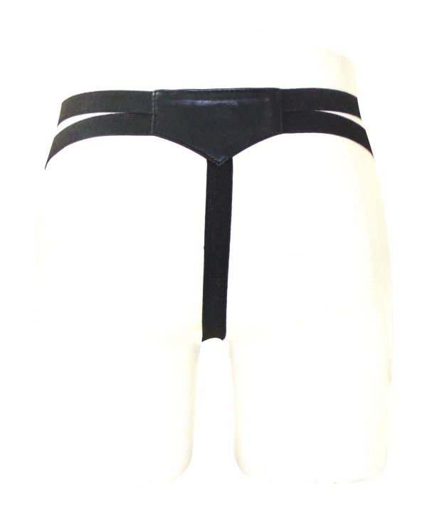 Black Leather Elastic String Thong (custom Made To order)