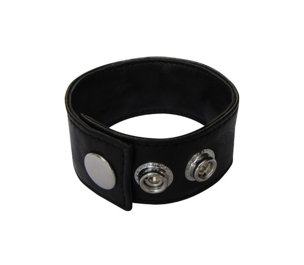Leather Cock Ring with Metal Stud