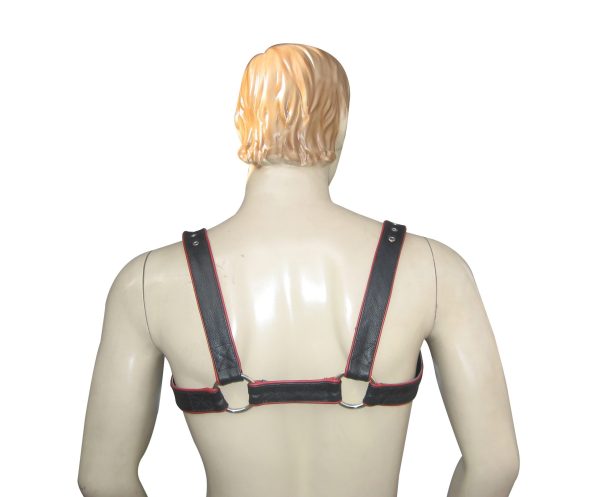 Leather Adjustable Harness with O-Ring and Color Piping