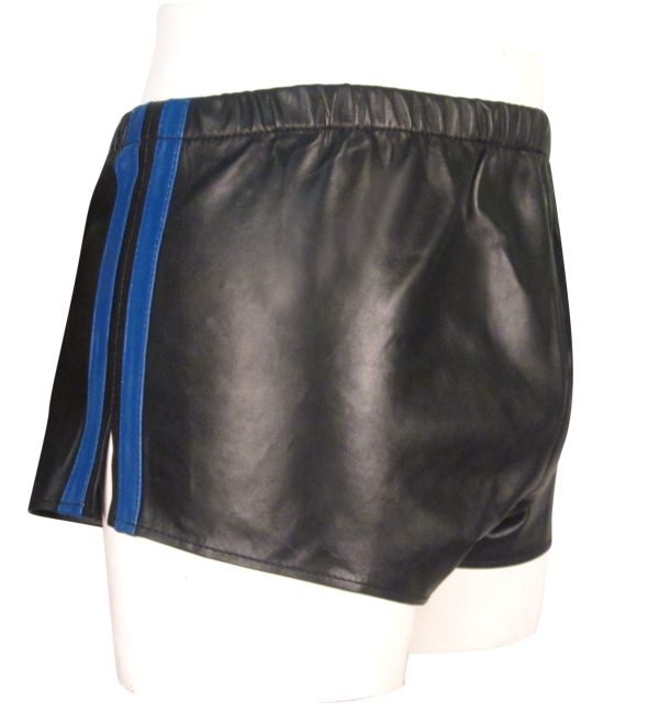 Black Leather Shorts With Yellow Colour Stripes (Custom Made To Order)