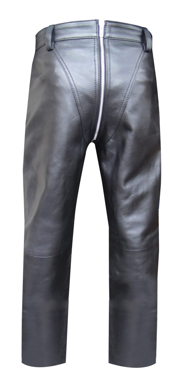 Men's Black Leather Trouser with Zip on back