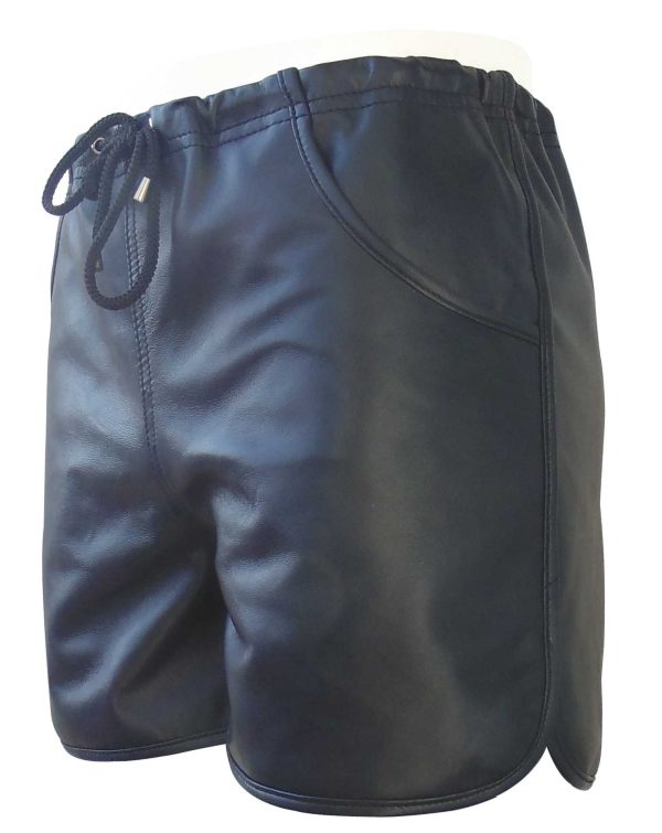 Black Leather Shorts With Piping (Custom Made To Order)