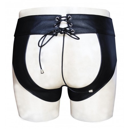 Black Leather Lace up Brief Back Lacing (Custom Made To Order) Plus Sizes Welcome