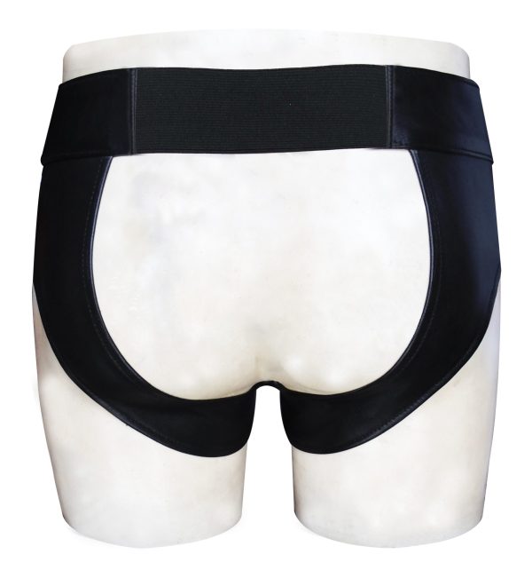 Black Leather Jockstrap with D-Ring on Front and Elastic on Back For Adjusting (Custom Made to Order)